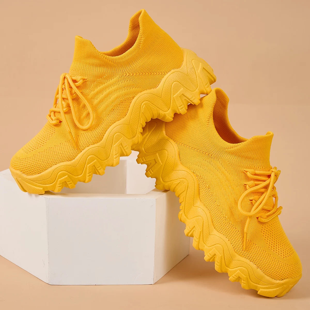 KETEMA-Women breathable knitted sports shoes
