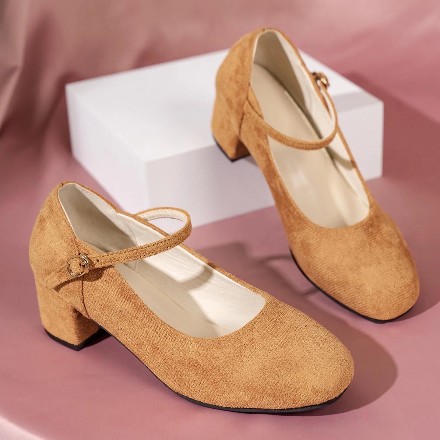 KETEMA-Dress Heel Shoes Women's Pumps Low Chunky Block Heel Round Toe Comfortable Dress Shoes
