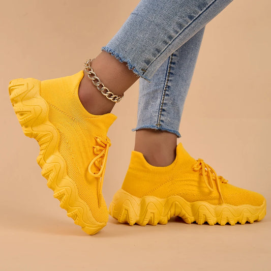 KETEMA-Women breathable knitted sports shoes