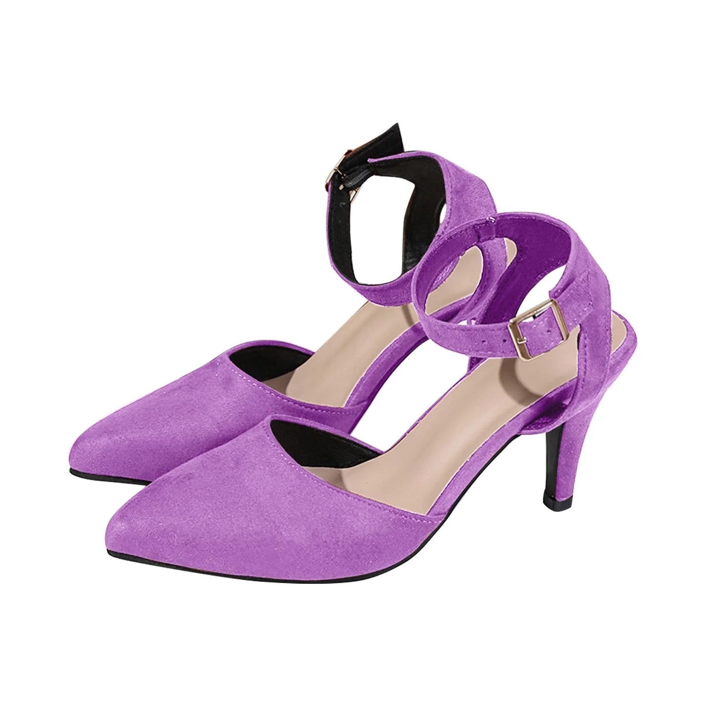 KETEMA-Womens Low Heels Closed Toe Dress Shoes Kitten Heel Pointed Toe Sexy Classic Comfortable Heeled Pumps Adjustable Ankle Strap