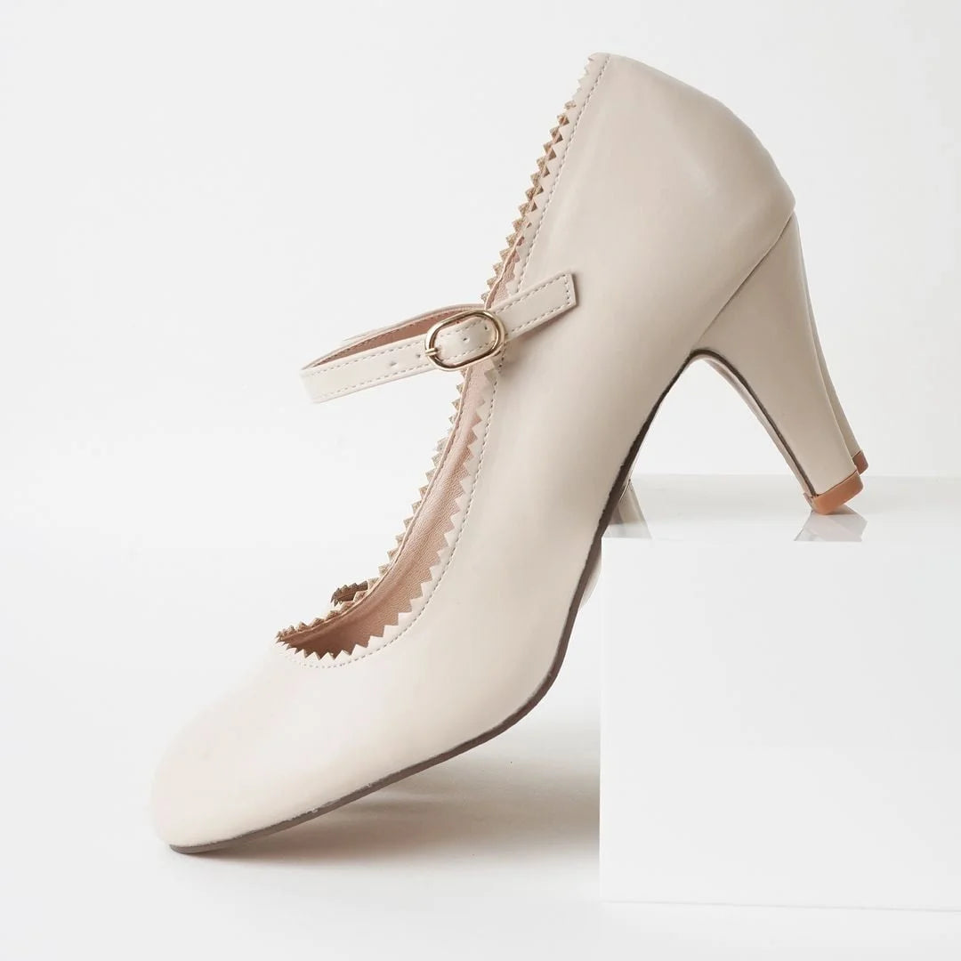 KETEMA-Heels for Women, Comfortable and Stylish Round Toe Shoes with Gentle Ankle Strap